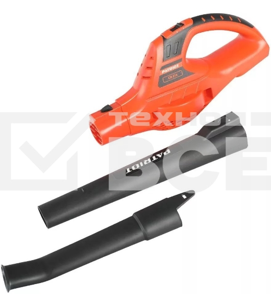 Воздуходув аккумуляторный PATRIOT CB215 21В UES, 2 режима, 150-208км/ч, 130м3/ч (без аккумулятора и зарядного устройства)