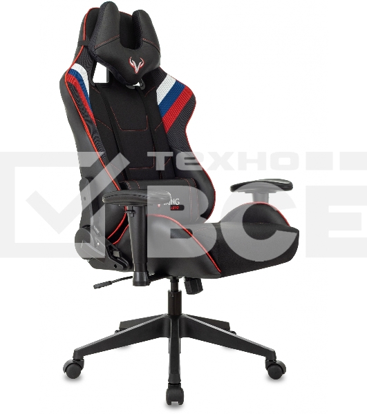 Кресло игровое Бюрократ VIKING 4 AERO RUS белый/синий/красный/черный, искусст. кожа/ткань, две подушки