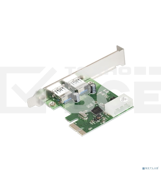 Контроллер ExeGate EXE-319 PCI-E 2.0, 2*USB3.0 ext, разъем доп.питания (OEM)