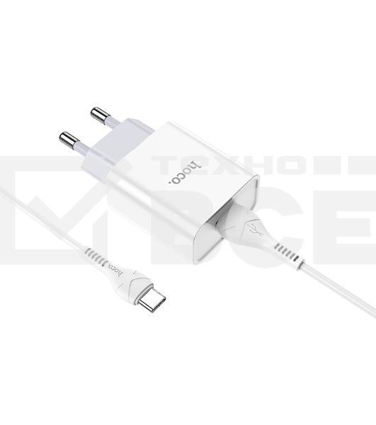 Зарядное устройство Hoco 10.5Вт, 2.1А, 1хUSB + кабель USB/Type-C 1м, C81A, белый, блистер