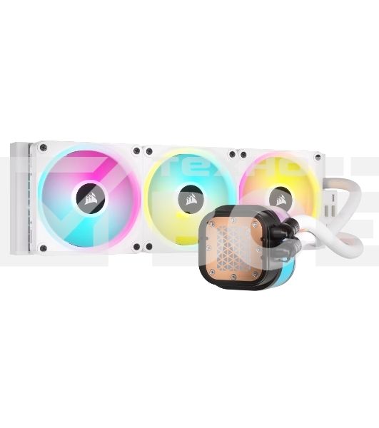 Система жидкостного охлаждения Corsair iCUE LINK H150i RGb (360мм, белый, RGb/Fans: 3x120мм, 63.1CFM, 37dBA, 2400RPM/Rad thickness 27мм/S: 1851, 1700, 1200, 115X, AM5, AM4)