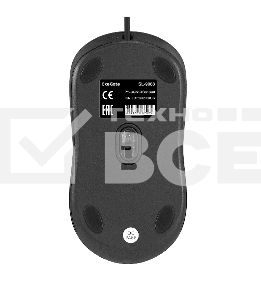 Мышь проводная ExeGate Professional Standard SL-9063 черный, 3600 dpi, USB, кнопки - 4