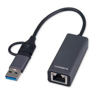 Сетевой адаптер Ethernet Gembird NIC-U7, USB 3.0 + Type-C - Gigabit Ethernet adapter, алюминий, RTL8153