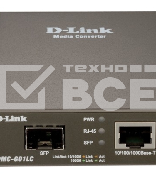 Медиаконвертор D-Link DMC-G01LC/C1A, Media Converter with 1 100/1000Base-T port and 1 100/1000Base-X SFP port.