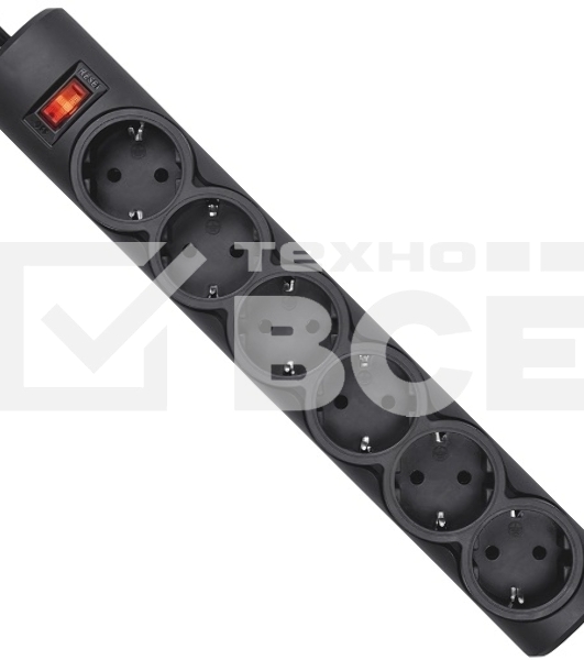 Сетевой фильтр Defender DFS 153 3 м, черный, 6 розеток