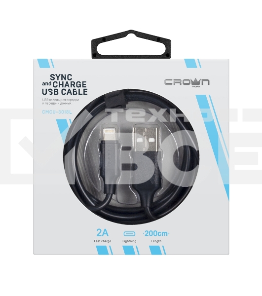 Кабель Crown USB - Lightning CMCU-3018L black
