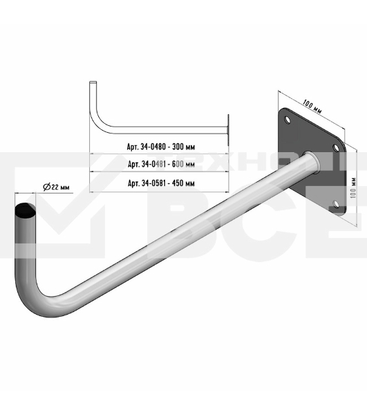 Кронштейн эфирный Rexant Г-образный, 30см 34-0480