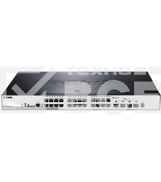 Управляемый стекируемый коммутатор D-Link DGS-1510-28XMP/A1A SmartPro с 24 портами 10/100/1000Base-T с поддержкой РоЕ и 4 портами 10G Base-X SFP+