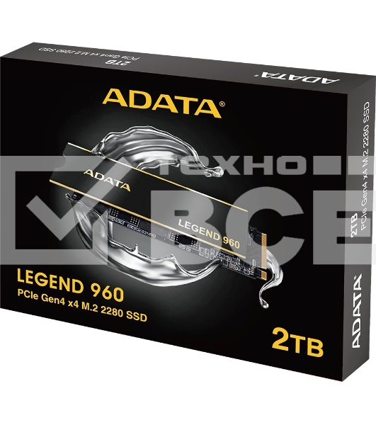 Накопитель SSD ADATA LEGEND 960, 2Tb, PCIe 4.0 x4, M.2 2280, NVMe, R/W 7400/6800, с радиатором