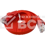 Патч-корд GCR  PROF плоский прямой 7.5m, UTP медь кат.6, красный, 30 AWG, ethernet high speed 10 Гбит/с, RJ45, T568B, GCR-52876, фото4