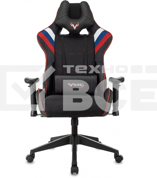 Кресло игровое Бюрократ VIKING 4 AERO RUS белый/синий/красный/черный, искусст. кожа/ткань, две подушки