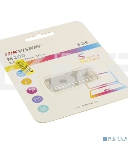 Флеш Диск Hikvision 8Gb HS-USB-M200/8G USB2.0 серебристый