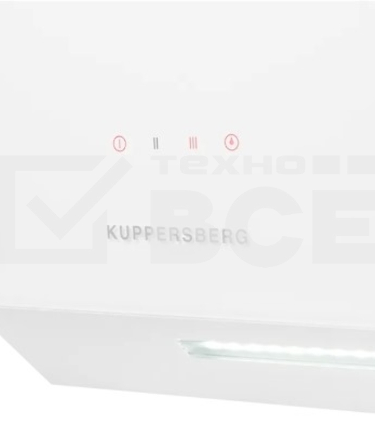 Вытяжка Kuppersberg F 605 W наклонная, 60 см, 850 м3/ч, отвод/рециркуляция, 3 скорости, белый цвет