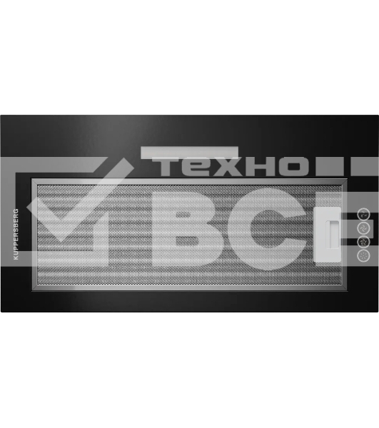 Вытяжка встраиваемая Kuppersberg INTOUCH 60 B, ширина 54 см, отвод/рециркуляция, 650 м3/час, 3 скорости, электронное сенсорное управление, светодиодное освещение 1х5 Вт, жироулавливающий фильтр, угольный фильтр KF-T (опция), 41 дБ, цвет: черный