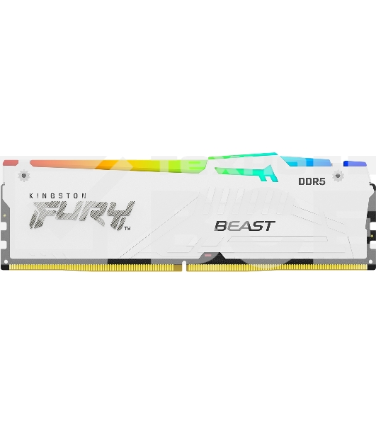 Оперативная память Kingston Fury Beast White RGB, DDR5, 64GB (2x32GB), 6000MHz, CL36, DIMM, с радиаторами, RGB, белый
