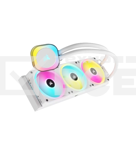Система жидкостного охлаждения Corsair iCUE LINK H150i RGb (360мм, белый, RGb/Fans: 3x120мм, 63.1CFM, 37dBA, 2400RPM/Rad thickness 27мм/S: 1851, 1700, 1200, 115X, AM5, AM4)