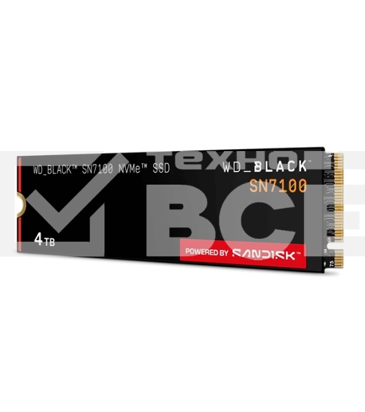 Накопитель SSD Western Digital Black SSD SN7100 M2.2280 PCIe 4.0 4Tb, 7000MBs/6700MBs, TBW 2400, WDS400T4X0E, 1 year