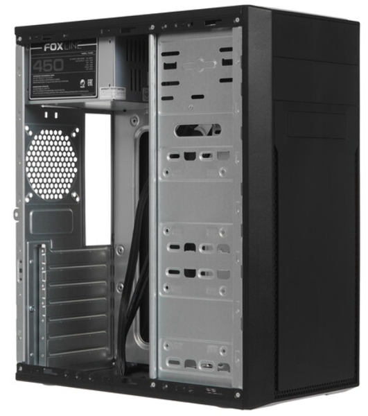 Компьютерный корпус c блоком питания 450 Ватт/Case Foxline FL-302-FZ450-U32 ATX case, black, w/PSU 450W 8см, w/2xUSB 2.0+2xUSB 3.0, w/pwr cord, w/o FAN