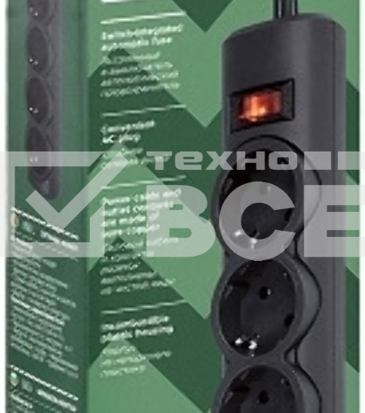 Сетевой фильтр Defender DFS 153 3 м, черный, 6 розеток