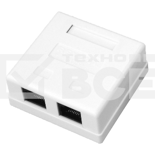 Розетка компьютерная 2-м ОП RJ45 CAT.5E бел. Rexant 03-0151