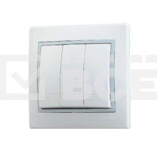 Выключатель 3-кл. СП Мира 10А IP20 бел./сер. LEZARD 701-0215-109