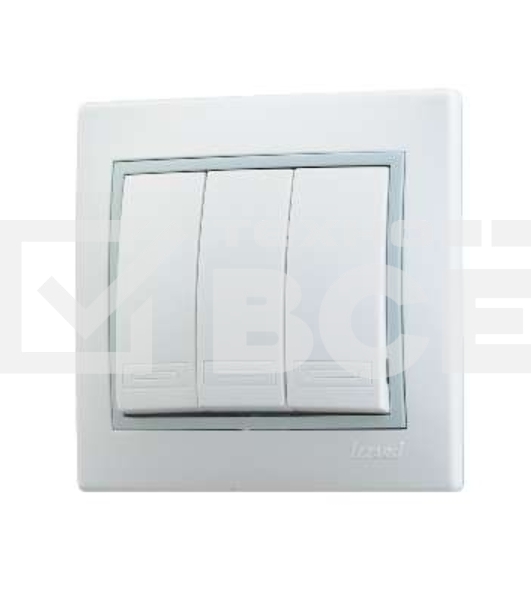 Выключатель 3-кл. СП Мира 10А IP20 бел./сер. LEZARD 701-0215-109
