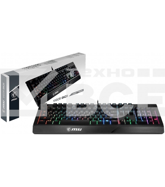 Клавиатура MSI VIGOR GK20 RU черный USB Multimedia for gamer LED (подставка для запястий)
