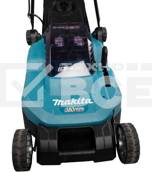 Газонокосилка аккумуляторная Makita DLM382Z (б/акк,б/зу) 620Вт;18В;3700об/мин;ширина скашивания-38см;высота скашивания-25-75мм;560м2;травосборник-40л;б/акк;б/зу;вес 15,6 кг