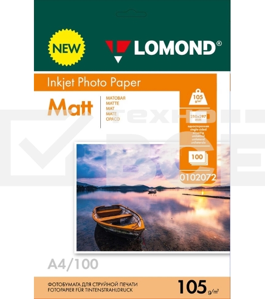 Фотобумага LOMOND  105 г/м2 А4 односторонняя  матовая 100 л.