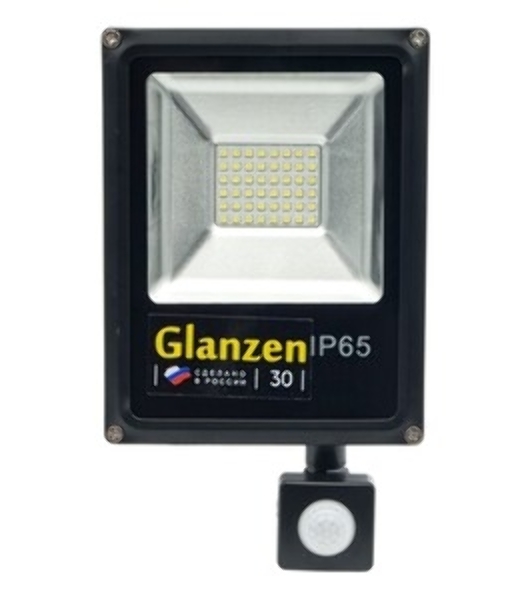 Прожектор GLANZEN FAD-0012-30 светодиодный c датчиком движения 30Вт 6000 к sip