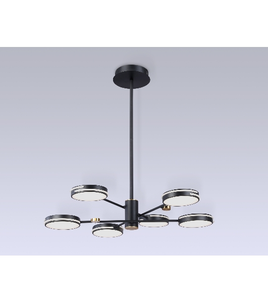 Подвесной светодиодный светильник Ambrella light FL51639/6 BK/GD черный/золото 3000K/4200K/6400K 50W D800*780 (Без ПДУ)
