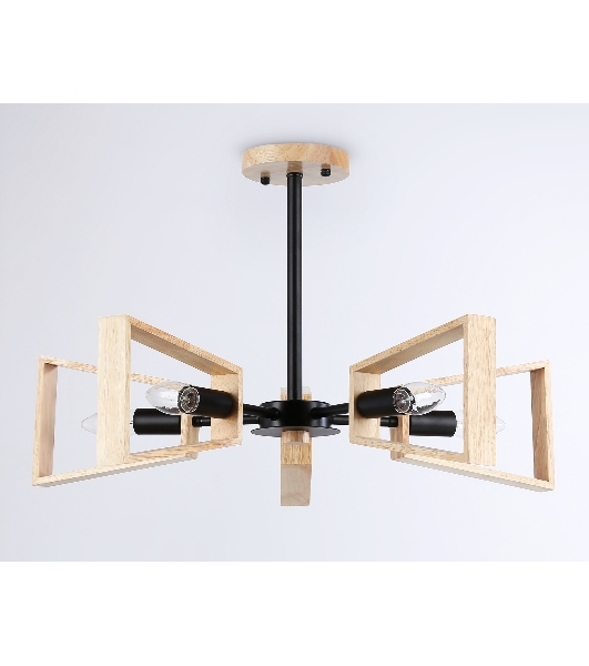 Светильник Ambrella light TR80495/5 BK/LW черный/светлое дерево E14/5 max 60W D620*430