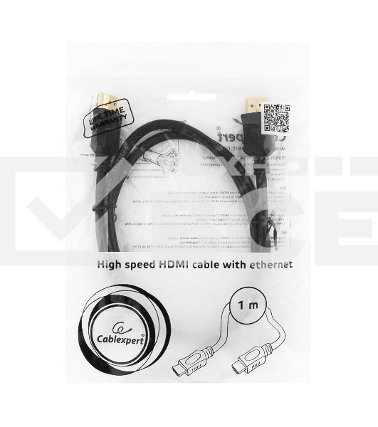 Кабель Cablexpert HDMI CC-HDMI4L-1M, 19M/19M, v2.0, серия Light, позол.разъемы, экран, 1м, черный, пакет