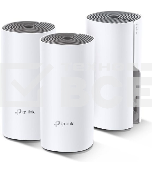 Домашняя Mesh Wi-Fi система TP-Link Deco E4 (3-Pack), 1167 Мбит/с (5 ГГц: до 867 Мбит/с + 2,4 ГГц: до 300 Мбит/с), 2 порта 100 Мбит/с, 2 встроенные антенны на каждом модуле Deco