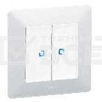 Лицевая панель для выключателя двухклавишного с подсветкой . Белая Valena LIFE. Лицевая панель для выключателя двухклавишного с подсветкой . Белая Valena LIFE., фото 1