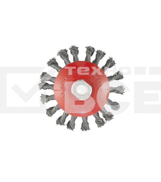 Щетка Matrix для УШМ, 115 мм, М14, Тарелка, крученая проволока 0,5 мм