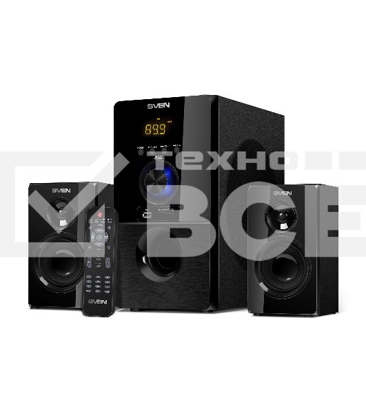 Колонки SVEN MS-2050 черный (2x12,5W + Subwoofer 30W, дерево, USB, SD, FM, ПДУ, Bluetooth)
