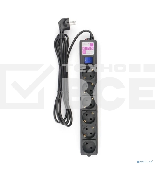 Сетевой фильтр Powercube SPG6-B-3M 3м (6 розеток) черный (коробка)