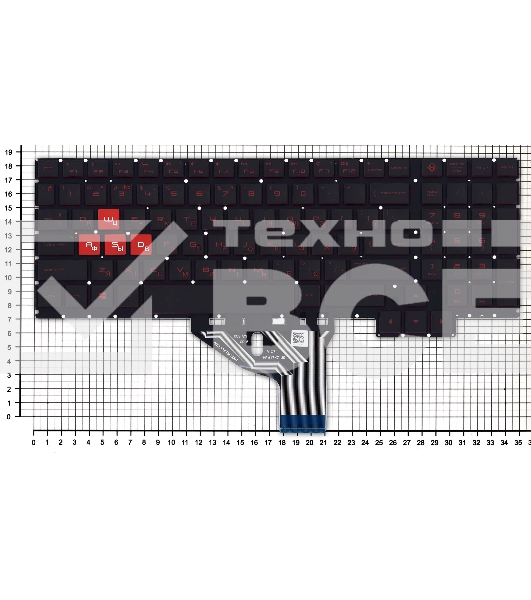 Клавиатура для ноутбука HP Omen 15-CE черная с красной подсветкой