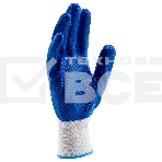 Перчатки полиэфирные Сибртех с синим нитрильным покрытием, размер L, 15 класс вязки, фото10