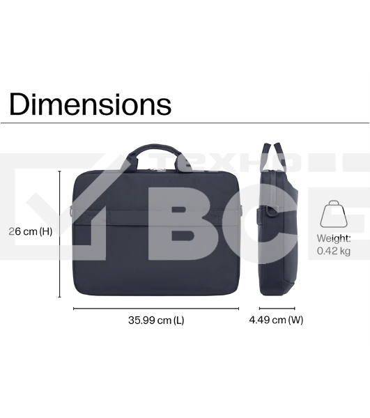 Сумка Case HP Everyday 14 Odyssey Gray Laptop Briefcase cons