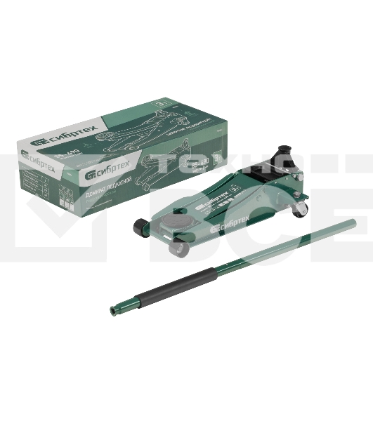 Домкрат гидравлический подкатной Сибртех, 3 т, 85-490 мм, быстрый подъем, низкий подхват, проф.