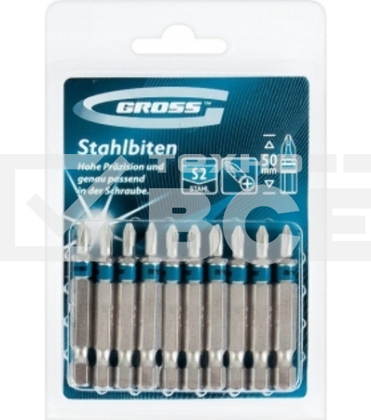 Набор бит GROSS 11346pz3х50 сталь s2 10шт