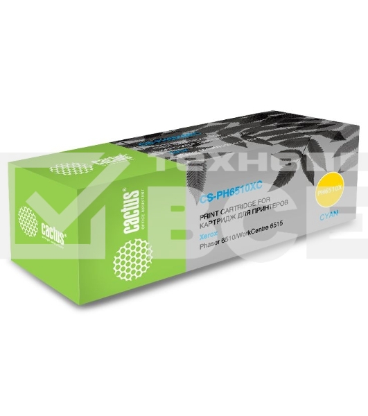 Картридж лазерный Cactus CS-PH6510C (106R03485) голубой (2400 стр.) для Xerox Phaser 6510DN/WC 6515DN
