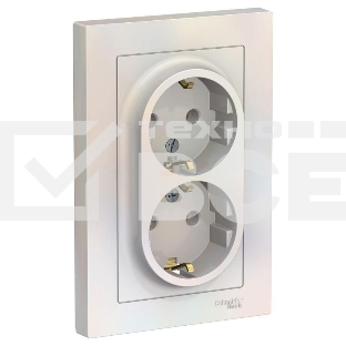 Розетка 2-м ATLAS DESIGN с заземл. 16А в сборе жемчуг SchE ATN000424