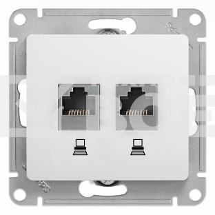 Механизм розетки комп. 2-м Glossa RJ45+RJ45 кат.5е бел. SchE GSL000185KK