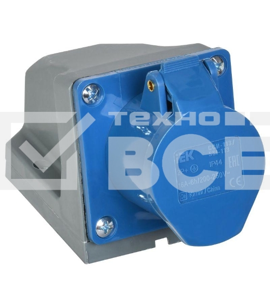 Розетка ОП 16А 220В 2P+PЕ ССИ-113 IP44 ИЭК PSR11-016-3