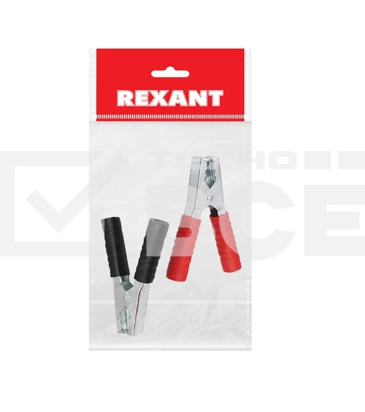 Зажим крокодил Rexant, длина 150 мм, ток 250A, 2 шт., пакет БОПП
