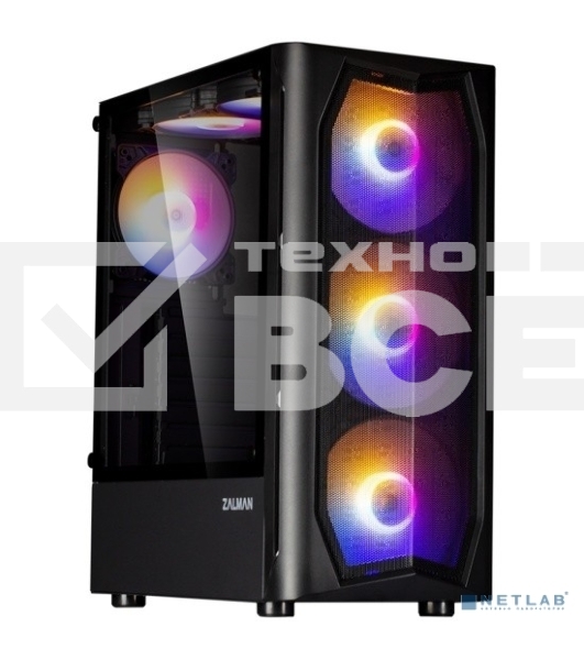 Компьютерный корпус MidiTower Zalman N4 black (ATX,Window, 6xRGB fan, USB2.0 x2, USB3.0x1, без БП) (N4 rev.1)