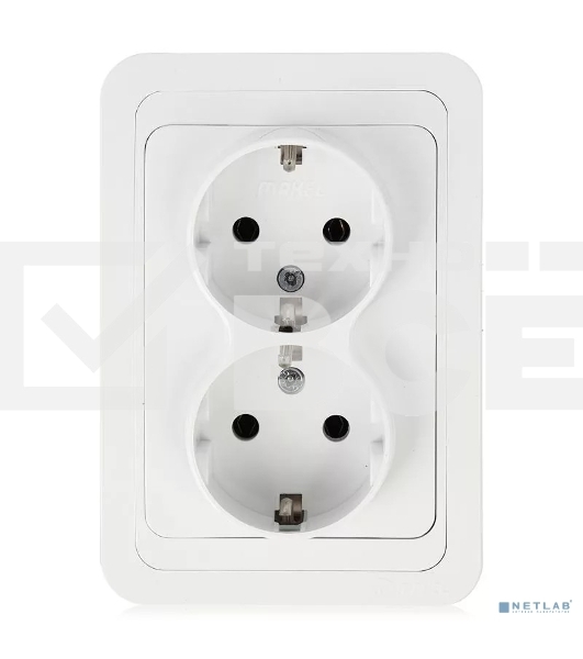 Розетка 2-м СП Mimoza 16А IP20 с заземл. бел./бел. Makel 12082